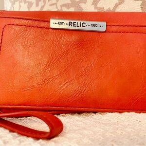 Relic Orange Clutch with‎ Wristlet and Zipper Closure